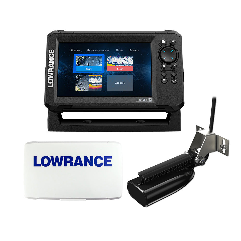 Lowrance Eagle 7 7" Fishfinder/Chartplotter with SplitShot HD Transom-Mount Transducer, Inland Charts & Suncover (000-16658-001)