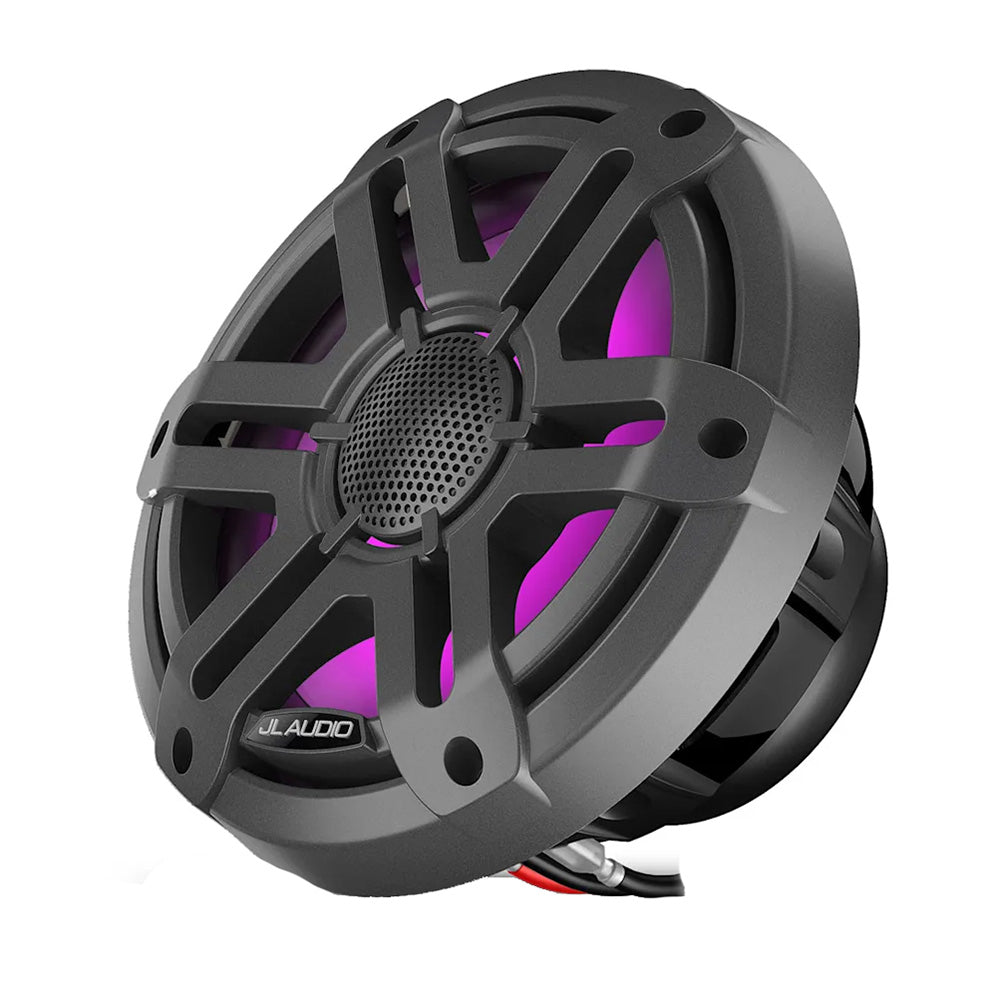 JL Audio M200 7.7" 60W RMS Coaxial Marine Speakers with RGB LED Lighting, Gray Sport Grilles, Pair (010-04757-01)
