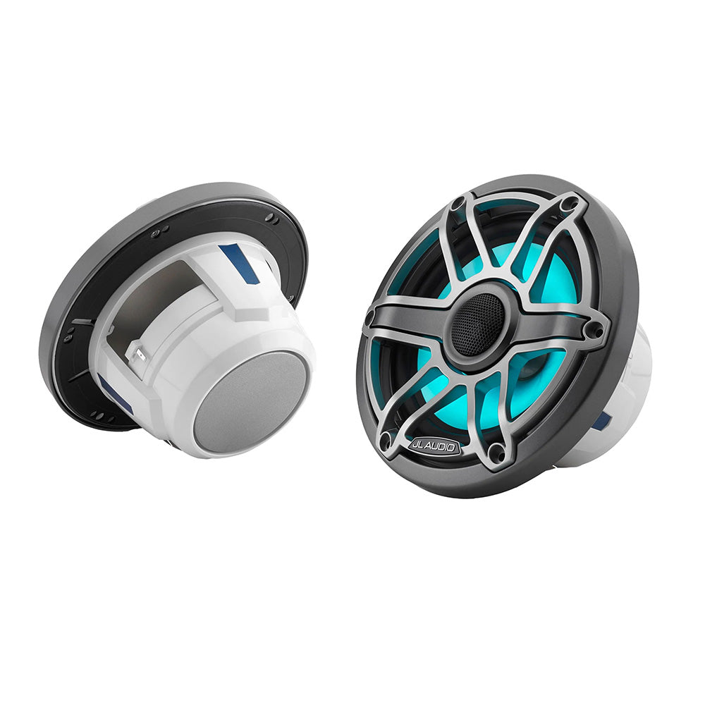 JL Audio M6-650X-S-GmTi-i 6.5" Marine Coaxial Speakers with RGB LED Lighting, Titanium Sport Grilles, Pair (010-03092-00)