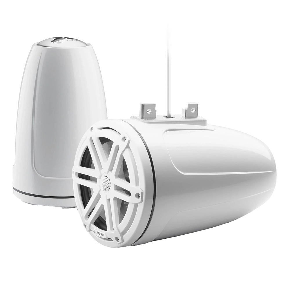 JL Audio M3-770ETXv3-Gw-S-Gw 7.7" 70W RMS Enclosed Marine Tower Speakers, White Sport Grilles, Pair (010-03269-00)