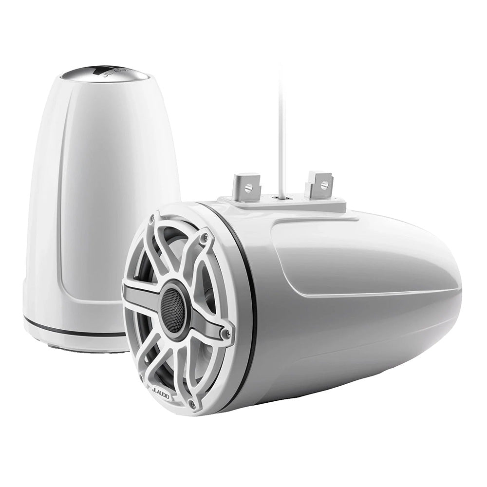 JL Audio M6-770ETXv3-Gw-S-GwGw 7.7" 100W RMS Enclosed Marine Tower Speakers, White Sport Grilles, Pair (010-03277-00)