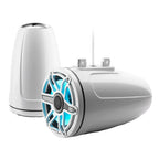 JL Audio M6-770ETXv3-Gw-S-GwGw-i 7.7" 100W RMS Enclosed Marine Tower Speakers with RGB LED Lighting, White Sport Grilles, Pair (010-03278-00)