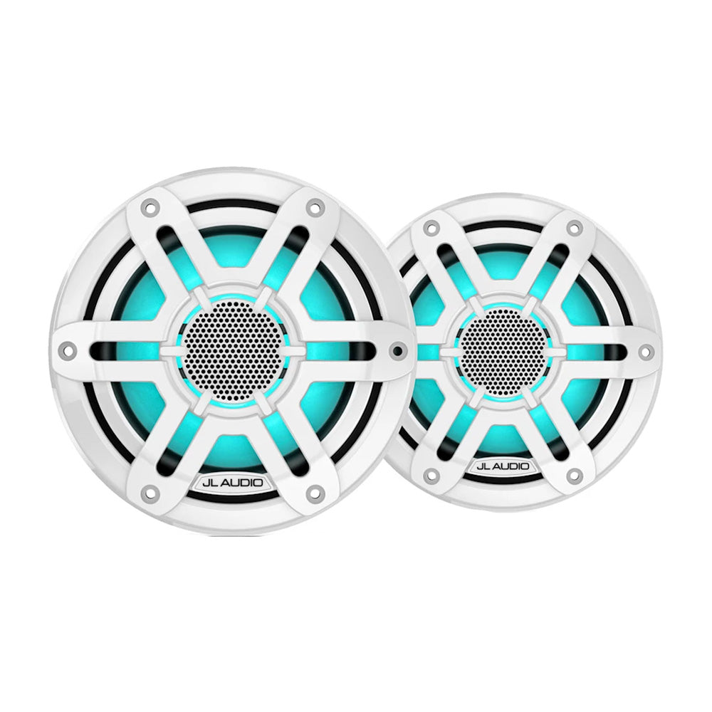 JL Audio M200 6.5" 50W RMS Marine Coaxial Speakers with RGB LED Lighting, White Sport Grilles, Pair (010-04753-02)