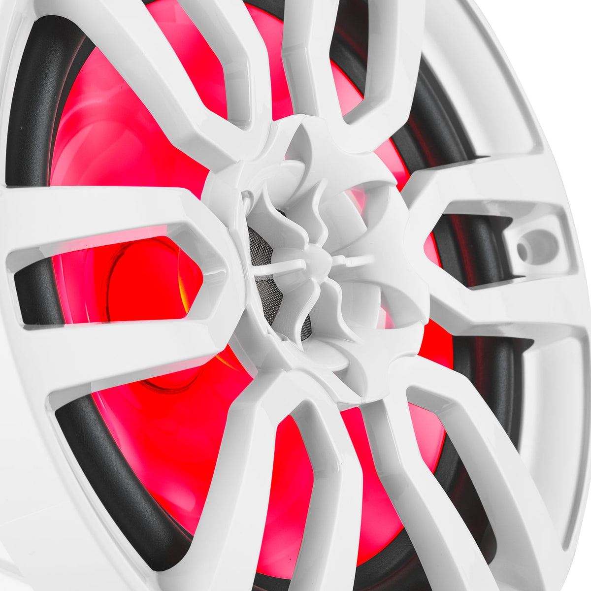 DS18 NXL-8 HYDRO 8" 125W RMS 4-Ohm 2-Way Marine Coaxial Speakers with RGB LED Lighting, White Composite Grilles, Pair
