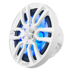 DS18 NXL-8 HYDRO 8" 125W RMS 4-Ohm 2-Way Marine Coaxial Speakers with RGB LED Lighting, White Composite Grilles, Pair
