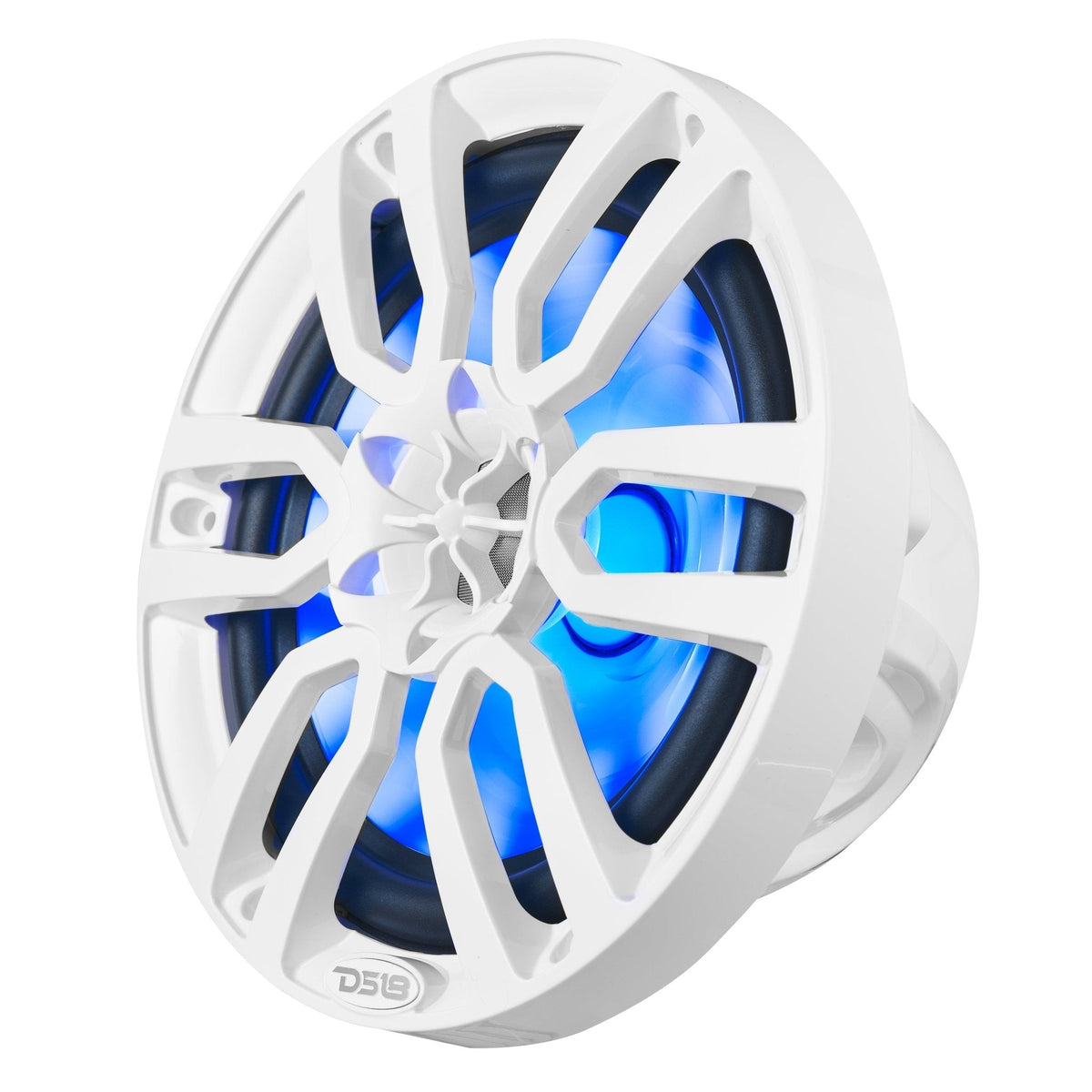 DS18 NXL-8 HYDRO 8" 125W RMS 4-Ohm 2-Way Marine Coaxial Speakers with RGB LED Lighting, White Composite Grilles, Pair