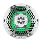 DS18 NXL-6M/WH HYDRO 6.5" 100W RMS 4-Ohm 2-Way Marine Coaxial Speakers with RGB LED Lighting, White Metal-Mesh Grilles, Pair