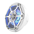 DS18 NXL-6M/WH HYDRO 6.5" 100W RMS 4-Ohm 2-Way Marine Coaxial Speakers with RGB LED Lighting, White Metal-Mesh Grilles, Pair