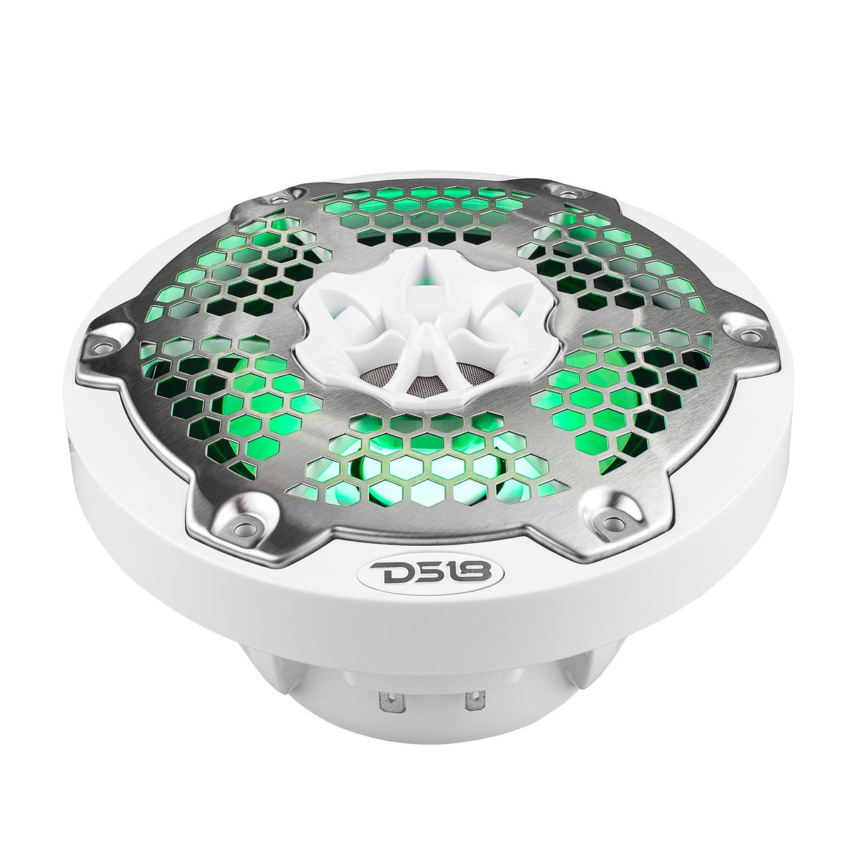 DS18 NXL-6M/WH HYDRO 6.5" 100W RMS 4-Ohm 2-Way Marine Coaxial Speakers with RGB LED Lighting, White Metal-Mesh Grilles, Pair