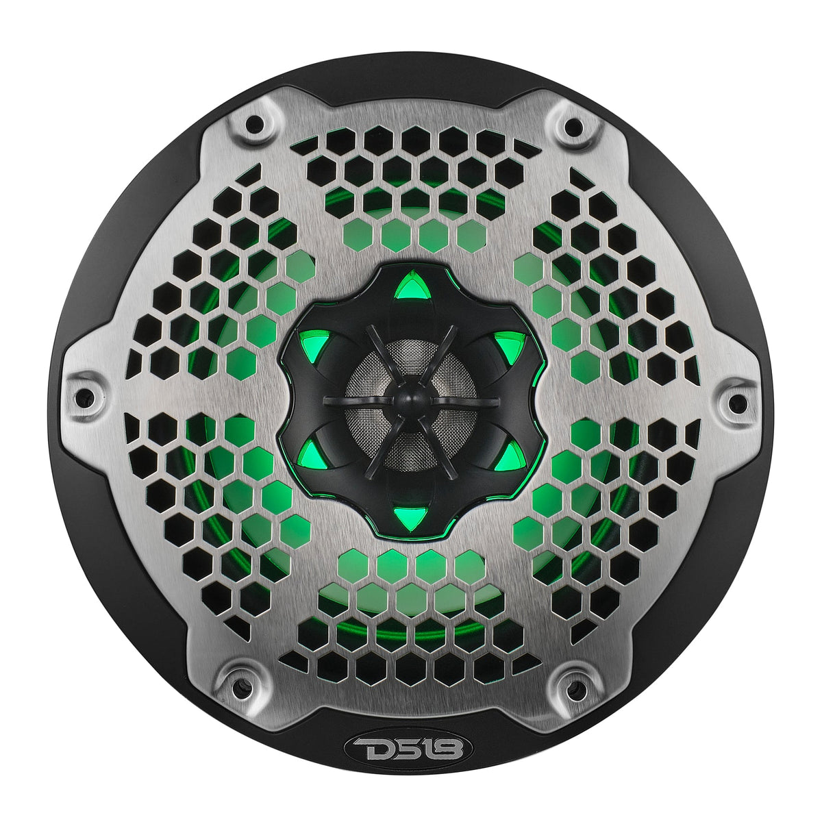 DS18 NXL-6M/BK HYDRO 6.5" 100W RMS 4-Ohm 2-Way Marine Coaxial Speakers with RGB LED Lighting, Black Metal-Mesh Grilles, Pair