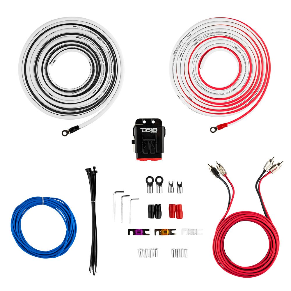 DS18 MOFCKIT4 HYDRO 4 AWG Marine-Grade Tinned OFC Amplifier Wiring Kit, White