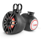 DS18 NXL-PS6BK HYDRO NXL 6.5" 100W RMS Short Marine Tower Speaker Pods with RGB LED Lighting, Black, Pair