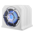 DS18 NXL-10SUBLD/W HYDRO 10" 350W RMS Loaded Marine Subwoofer Enclosure with Passive Radiator and RGB Lighting, White