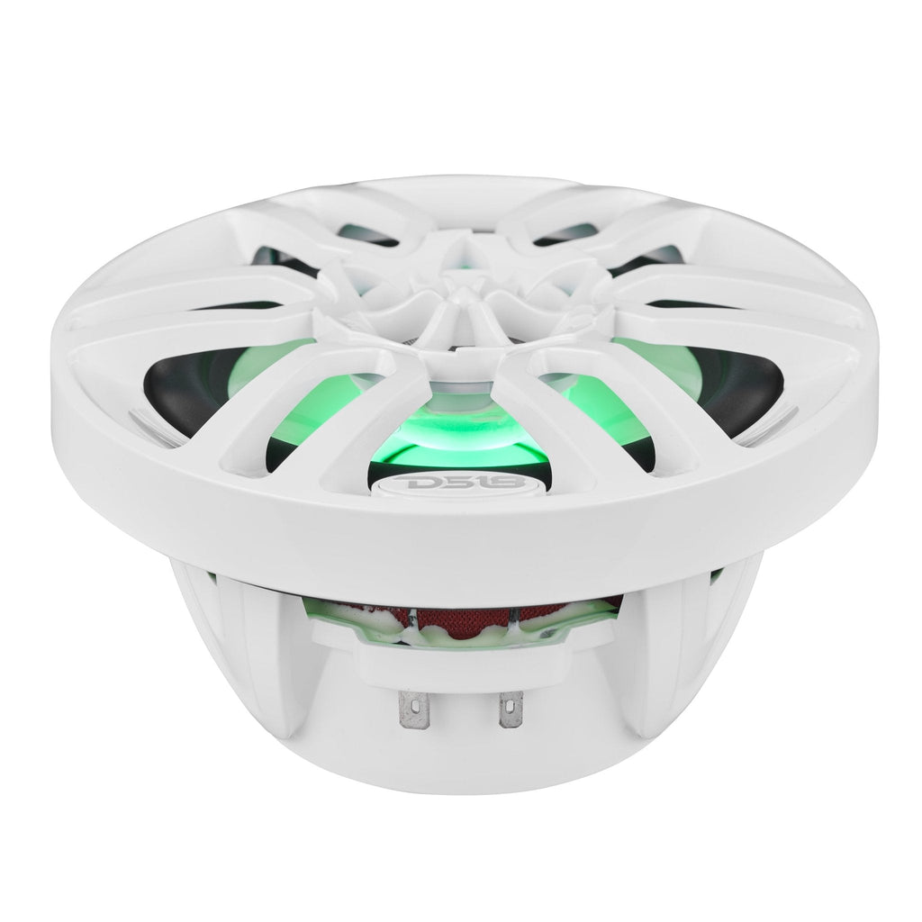 DS18 NXL-6 HYDRO 6.5" 100W RMS 4-Ohm 2-Way Marine Coaxial Speakers with RGB LED Lighting, White Composite Grilles, Pair