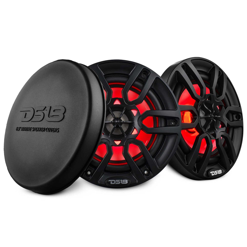 DS18 NXL-6/BK HYDRO 6.5" 100W RMS 4-Ohm 2-Way Marine Coaxial Speakers with RGB LED Lighting, Matte Black Composite Grilles, Pair