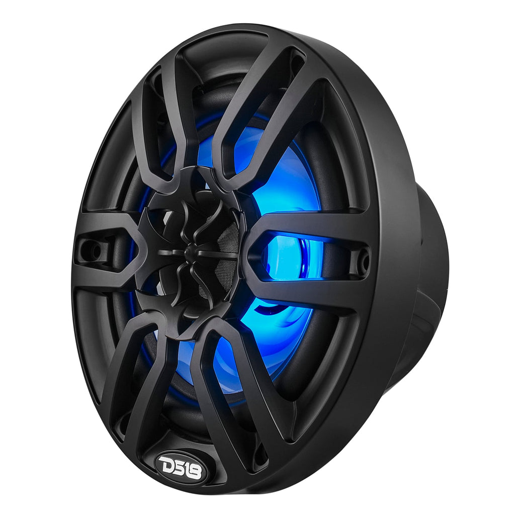DS18 NXL-6/BK HYDRO 6.5" 100W RMS 4-Ohm 2-Way Marine Coaxial Speakers with RGB LED Lighting, Matte Black Composite Grilles, Pair