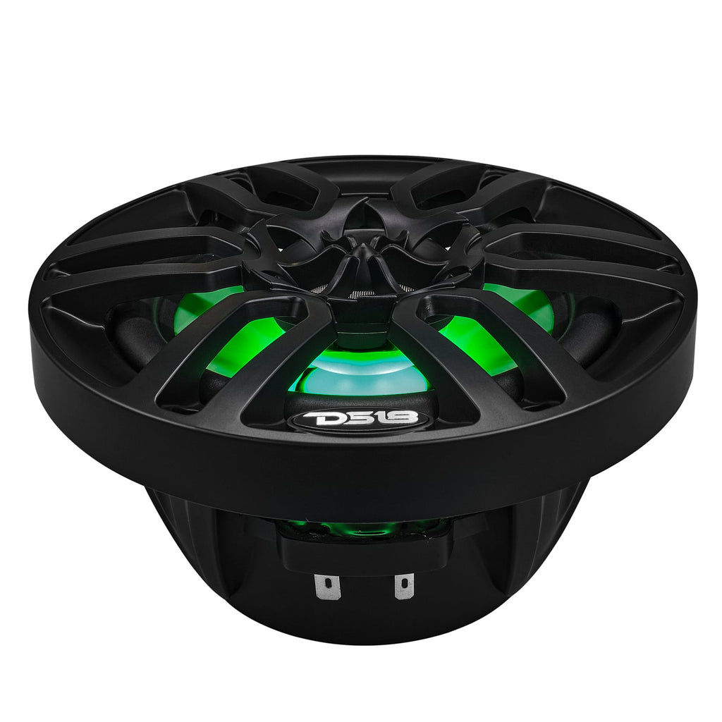 DS18 NXL-6/BK HYDRO 6.5" 100W RMS 4-Ohm 2-Way Marine Coaxial Speakers with RGB LED Lighting, Matte Black Composite Grilles, Pair
