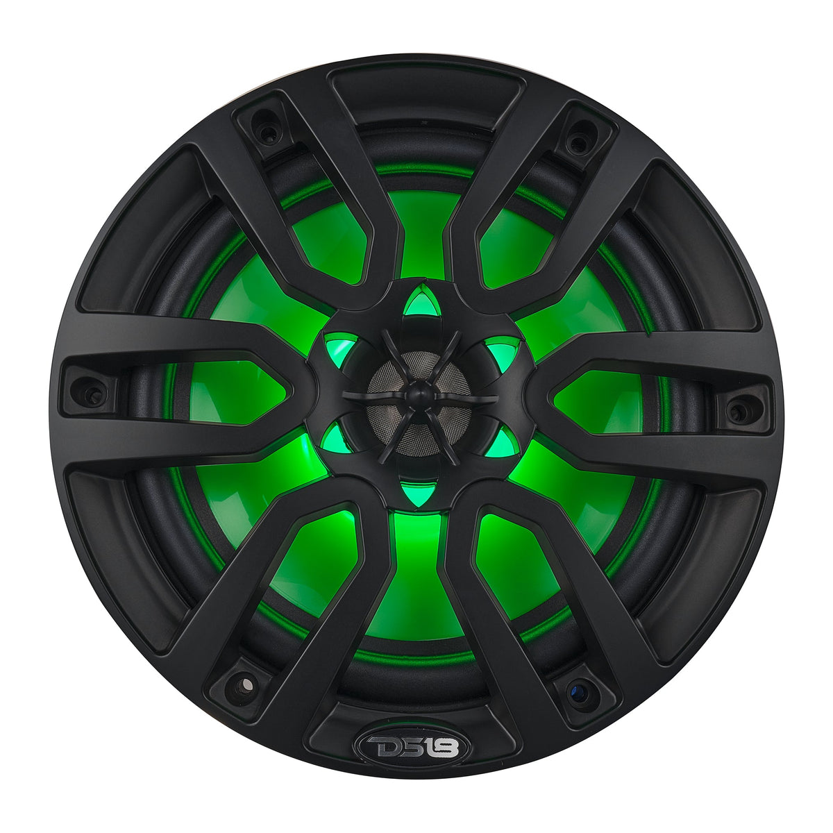 DS18 NXL-8/BK HYDRO 8" 125W RMS 4-Ohm 2-Way Marine Coaxial Speakers with RGB LED Lighting, Matte Black Composite Grilles, Pair