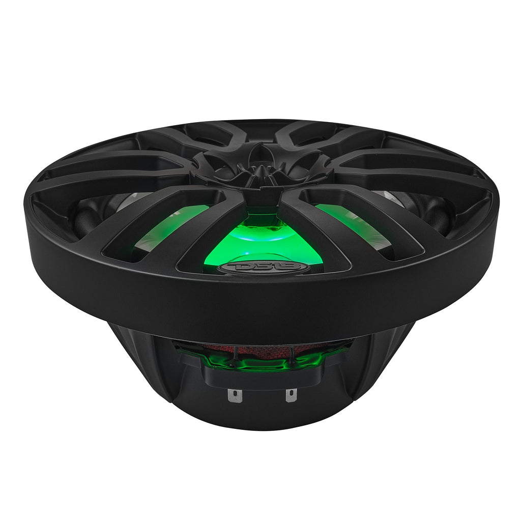 DS18 NXL-8/BK HYDRO 8" 125W RMS 4-Ohm 2-Way Marine Coaxial Speakers with RGB LED Lighting, Matte Black Composite Grilles, Pair