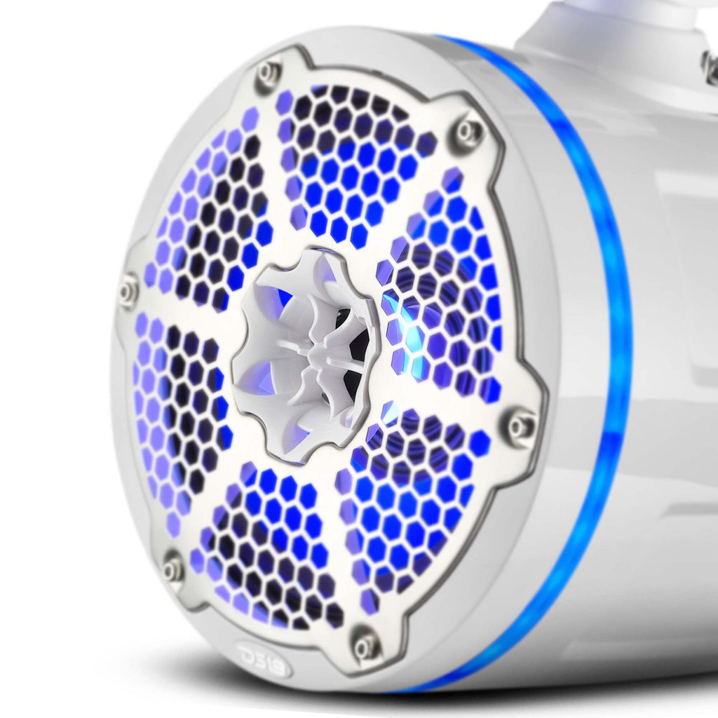 DS18 NXL-X8TPNEO/WH HYDRO 8" 180W RMS Neodymium Marine Tower Speakers with Passive Radiators, RGB LED Lighting, White, Pair