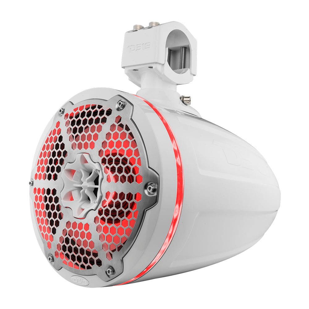 DS18 NXL-X8TPNEO/WH HYDRO 8" 180W RMS Neodymium Marine Tower Speakers with Passive Radiators, RGB LED Lighting, White, Pair