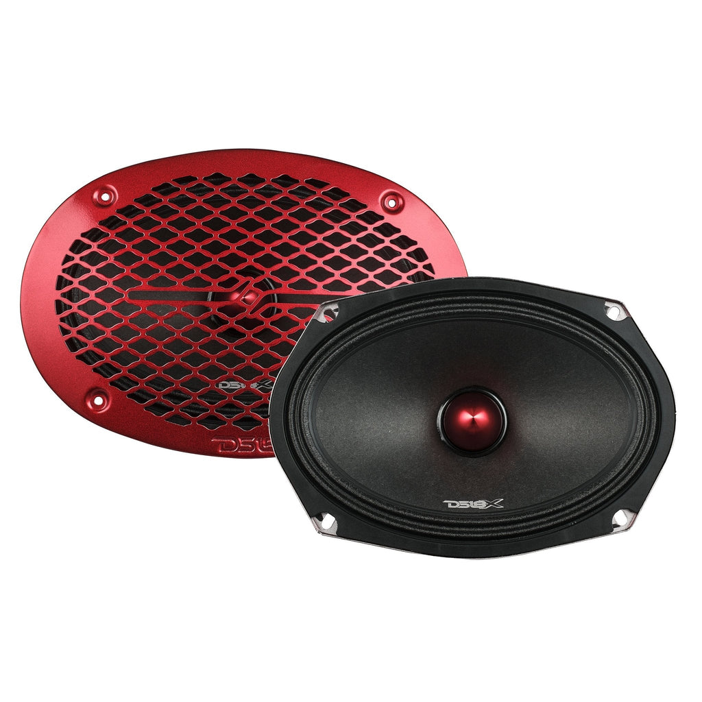 DS18 PRO-X694BM PRO-X 6x9" 200W RMS 4-Ohm Midrange Loudspeaker with Bullet, Red, Single