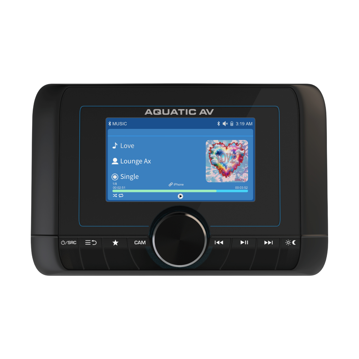 Aquatic AV CP7 Waterproof Marine Stereo with 3" IPS Color Display, Bluetooth, Camera Input & 288W Max Amplifier (CP711)