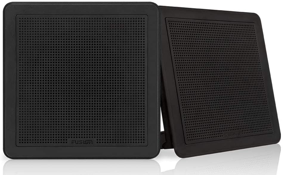 Fusion FM Series Marine Speakers, 7.7" 200-Watt Flush Mount Speakers, Square Black Pair, a Garmin Brand