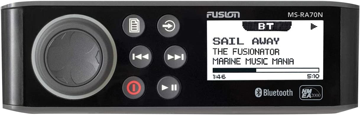 Fusion MS-RA70N Stereo with 4x50W AM/FM/Bluetooth 2-Zone USB NMEA 2000 Fusion Link Wireless Control for Fusion Link App